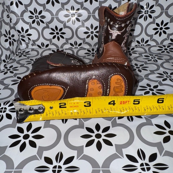 Meylan Baby unisex brown and tan leather western cowboy boots 6-9 months - Picture 13 of 15